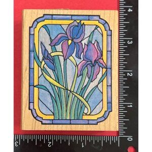 Iris Rubber Stamp Wood Mounted Handmade USA rubber stampede
